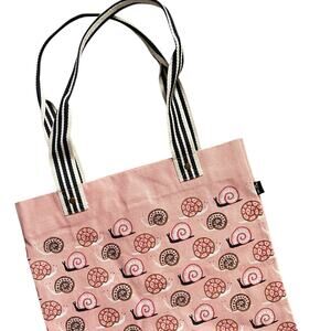 Danica Studio Pink Canvas Tote Bag Snail Print Small World To & Fro Wilderkind